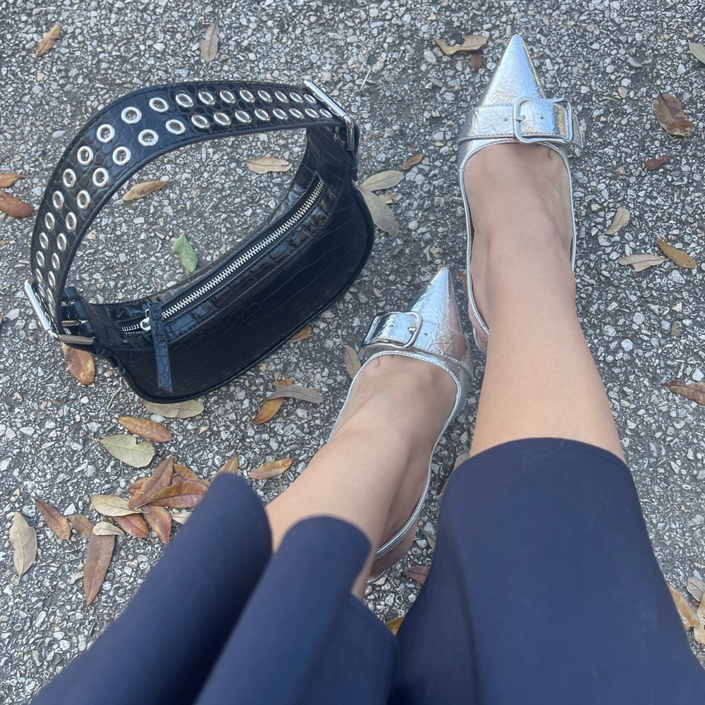 Silver Slink back heels